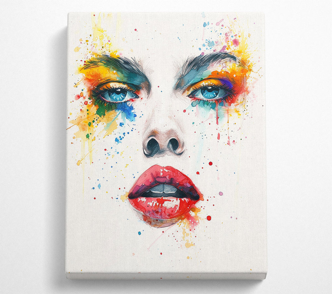  A Canvas Print of Watercolour Eyes Nose And Lips Canvas Print