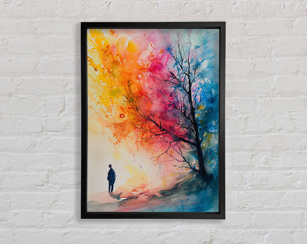 Watercolour Man Trees Framed Print