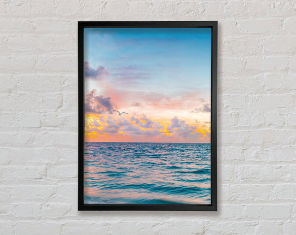 Watercolour Seagull Sea Framed Print