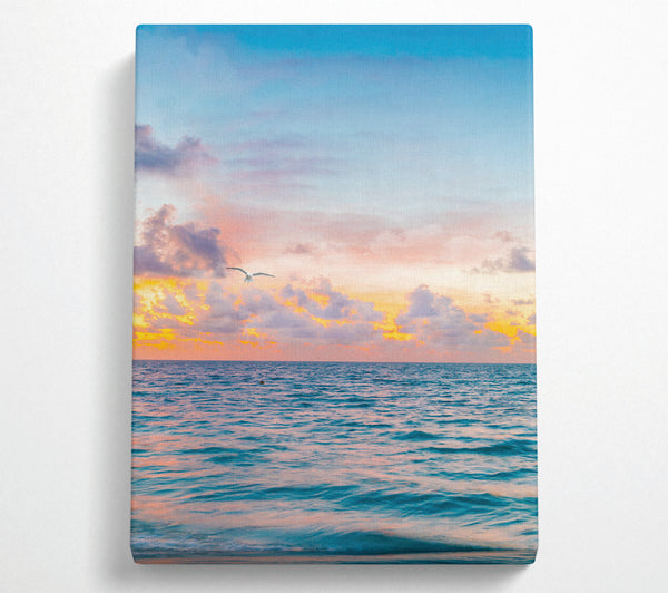  A Canvas Print of Watercolour Seagull Sea Canvas Art