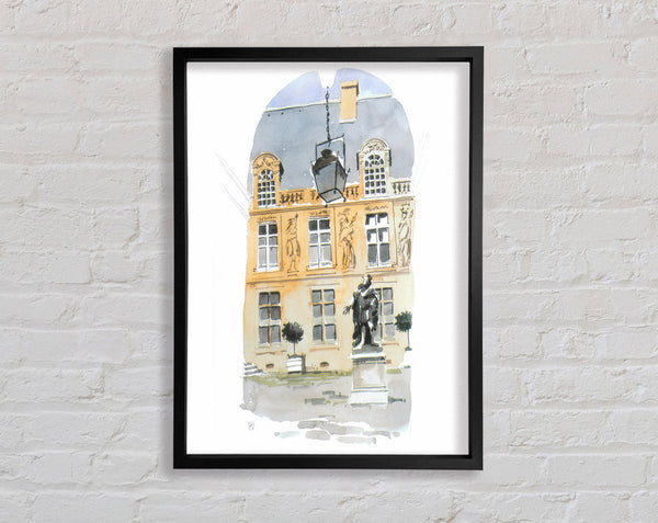 Watercolour Town Square Framed Print