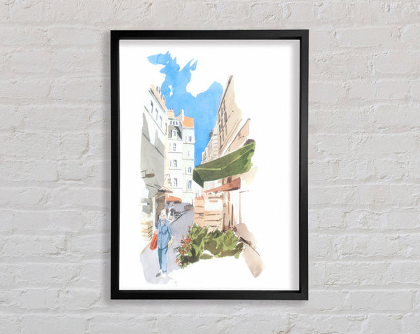 Watercolour Town Walk Framed Print
