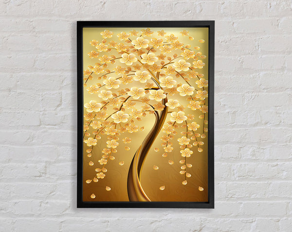 Wavy Gold Tree Framed Print