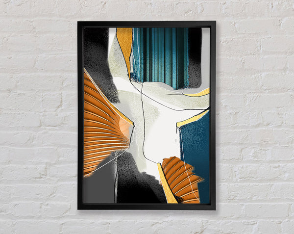 White Abstract With Colours Framed Print