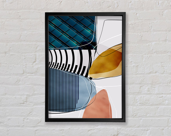 White And Black Lines Framed Print