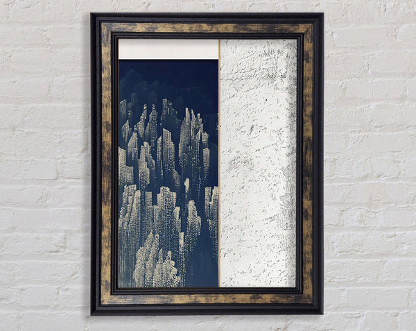 Walnut And Blue Vertical Abstract Framed Print