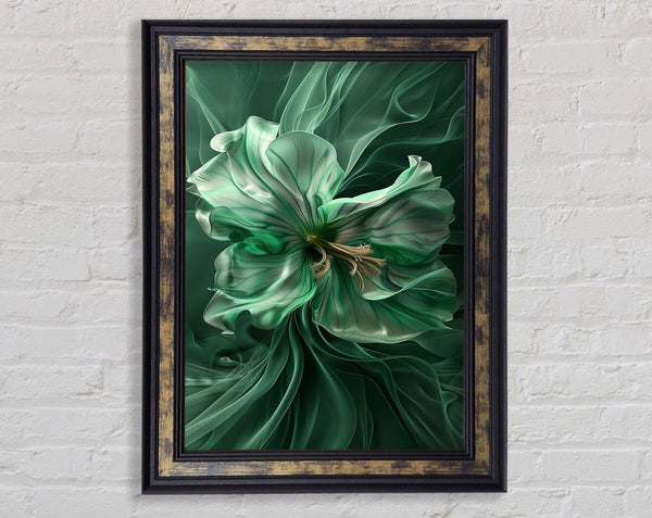Walnut And Green Flower Flow Framed Print