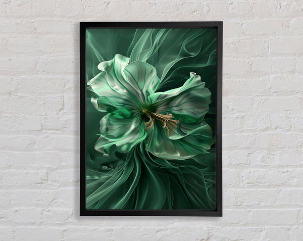 White And Green Flower Flow Framed Print