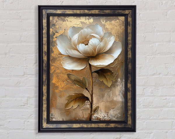 Walnut Flower On Gold Framed Print