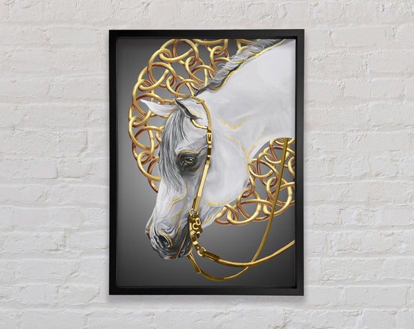 White Horse With Gold Chains Framed Print