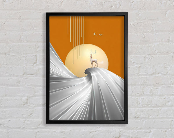 White Stag On Silver Plain Framed Print