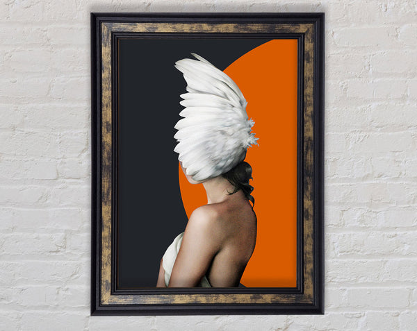 Woman Feather Face Framed Print