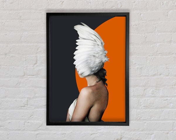 Woman Feather Face Framed Print
