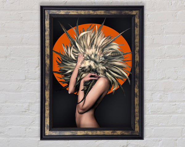 Woman Feather Hair Framed Print