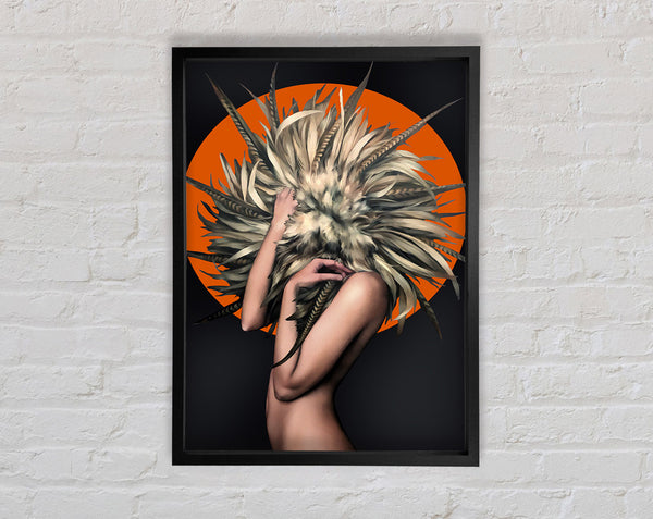 Woman Feather Hair Framed Print