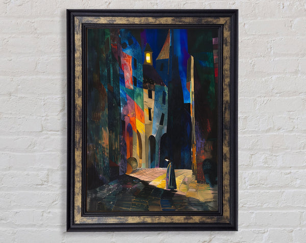 Woman In The Quiet Street Framed Print