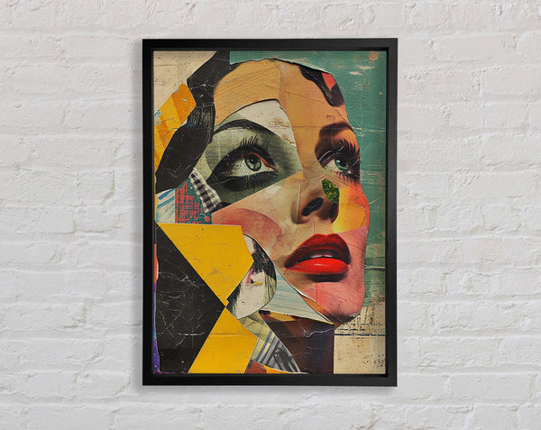 Woman Looking Up Collage Framed Print