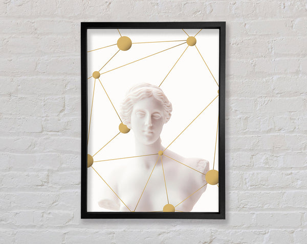 Womans Bust With Gold Circles Framed Print