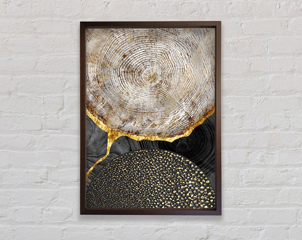Wood Effect With Gold And Walnut Framed Print