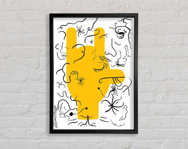 Yellow Hand Lines Framed Print