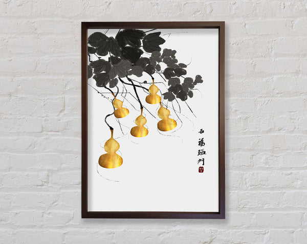 Yellow Ornaments  Walnut Leaves Framed Print