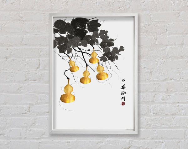 Yellow Ornaments  White Leaves Framed Print