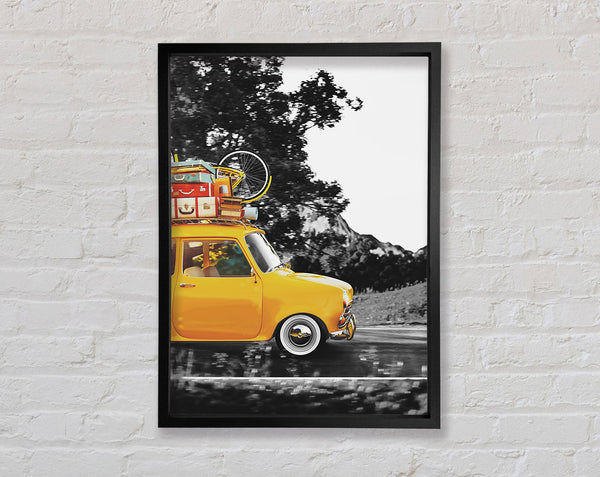 Yellow Retro Car Holiday Framed Print