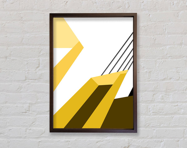 Yellow Shapes And Walnut Lines Framed Print