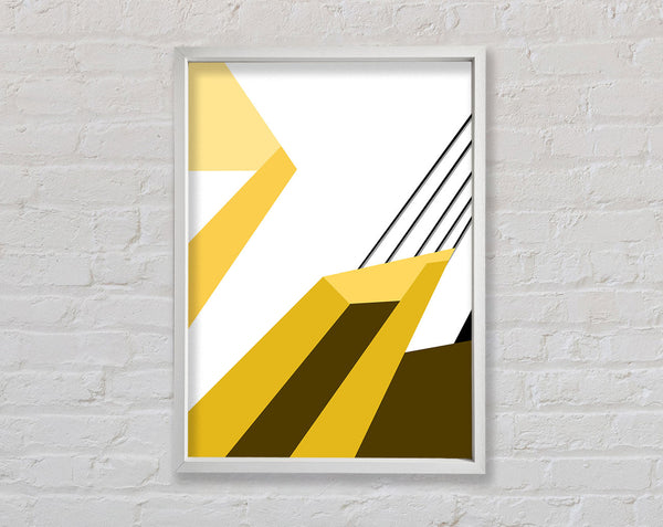 Yellow Shapes And White Lines Framed Print