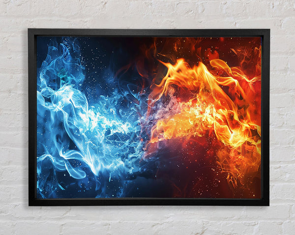 Ying Yang Flames Framed Print