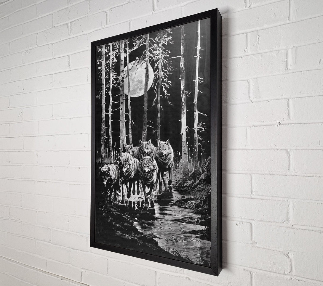 A Canvas Print of Wolves In The Moonlight Canvas Wall Art