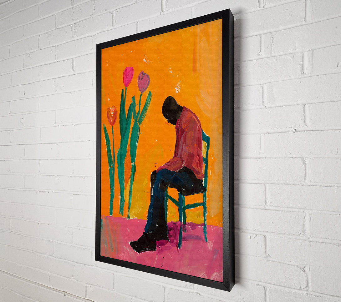  A Canvas Print of Man In Chair With Flowers Canvas Wall Art