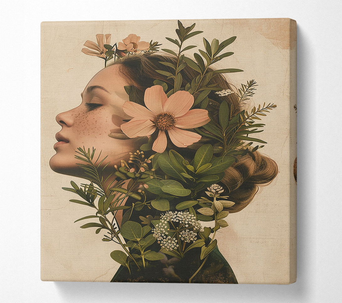  A Canvas Print of A Woman With Flowers In Her Hair Canvas Wall Art