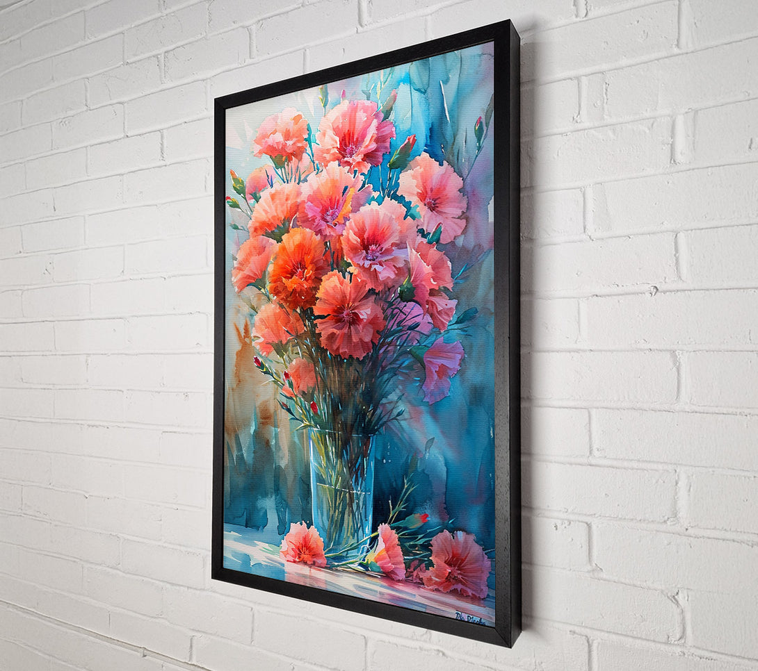  A Canvas Print of Carnations In A Glass Vase Canvas Art