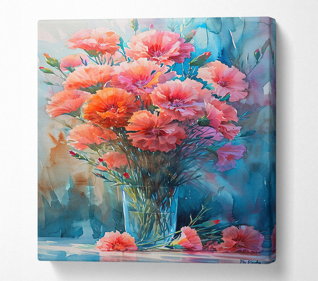  A Canvas Print of Carnations In A Glass Vase Canvas Art