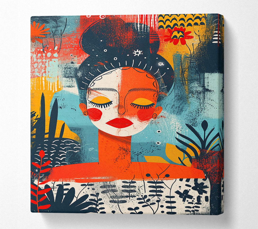  A Canvas Print of The Girl With The Red Scarf Canvas Print
