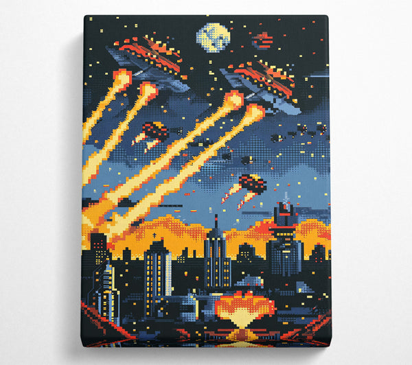  A Canvas Print of Laser Battle Over The City Canvas Print
