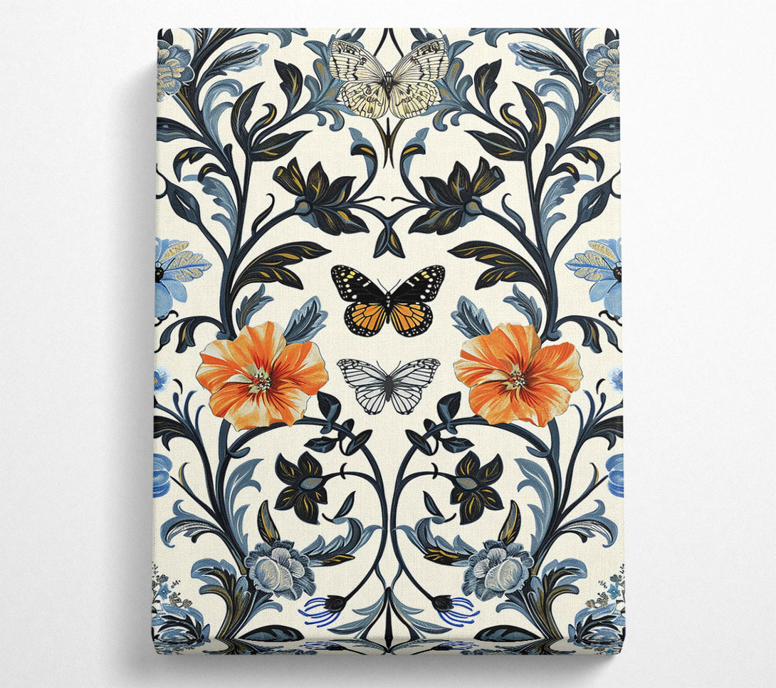  A Canvas Print of Butterflies And Flowers Canvas Wall Art