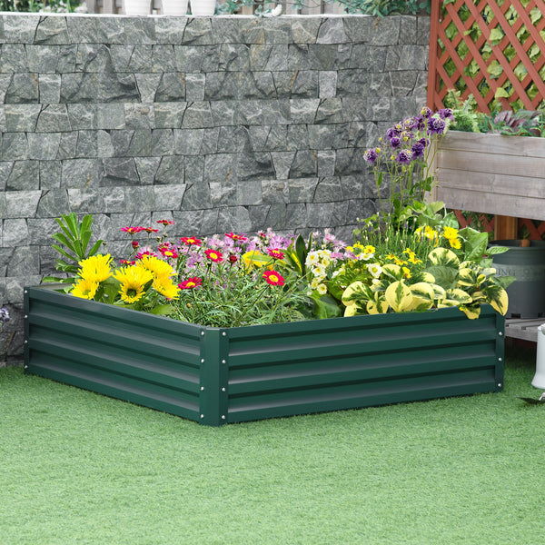 Square Raised Garden Bed Box with Weatherized Steel Frame for Vegetables