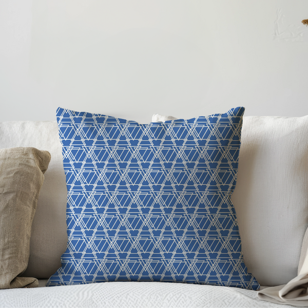 Modern Geometric Blue Cushion Cover – Modern Geometric Cotton Cushion Cover
