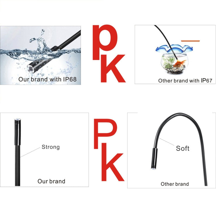 YPC110 8mm 2.0MP HD Camera WiFi Endoscope Snake Tube Inspection Camera with 8 LED, Waterproof IP68, Lens Diameter: 8mm, Length: 2m, Hard Line, 2m Hard Line