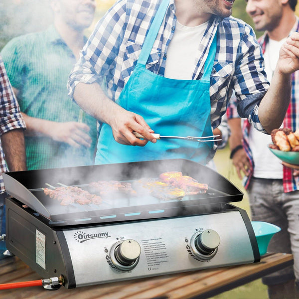 Gas Plancha Grill with 2 Stainless Steel Burner