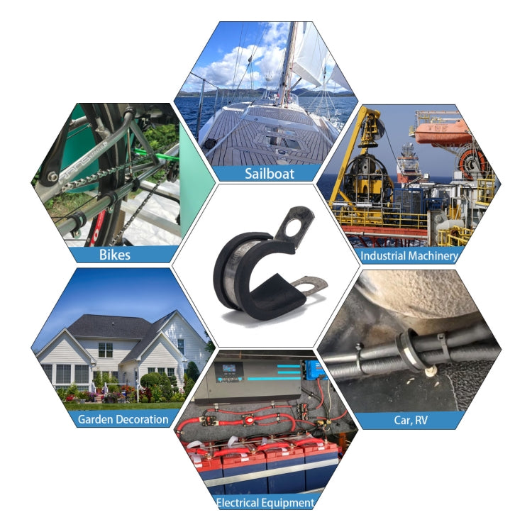 A1196 52 in 1 Car Rubber Cushion Pipe Clamps Stainless Steel Clamps, 52 in 1