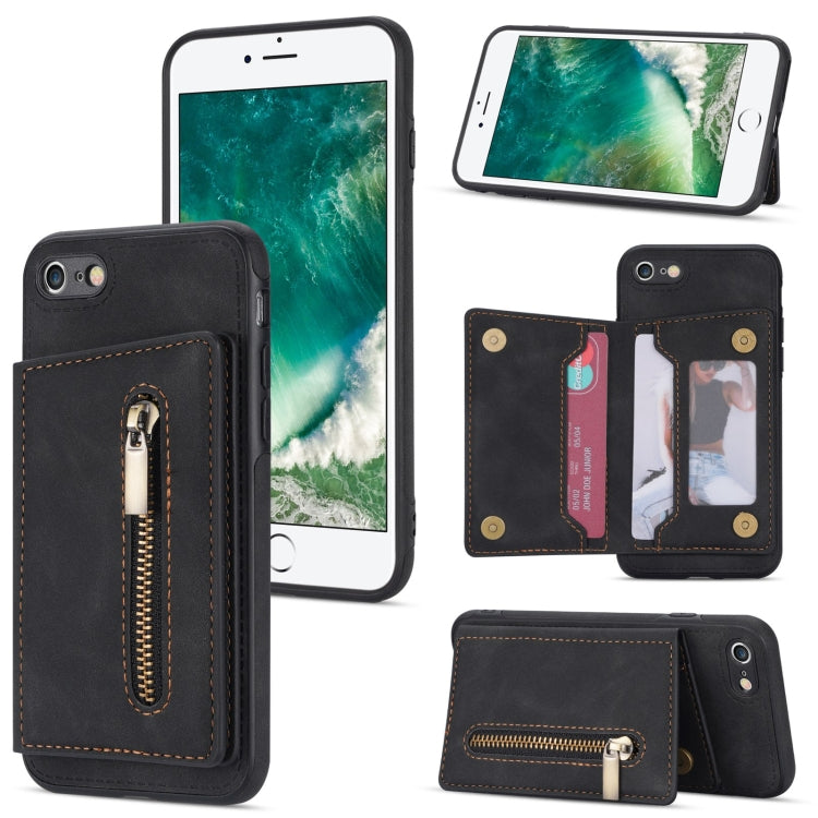 Zipper Card Holder Phone Case, For iPhone SE 2022 / 2020 / 8 / 7, For iPhone 8 Plus / 7 Plus, For iPhone 12 Pro, For iPhone 12 mini