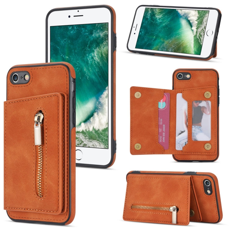 Zipper Card Holder Phone Case, For iPhone SE 2022 / 2020 / 8 / 7, For iPhone 8 Plus / 7 Plus, For iPhone 12 Pro, For iPhone 12 mini