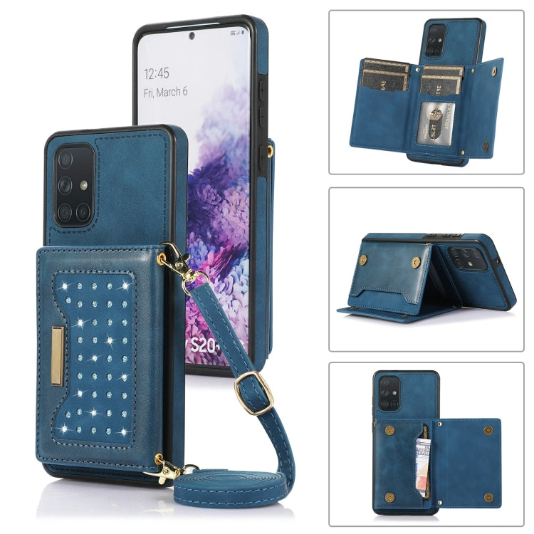 Three-fold RFID Leather Phone Case with Lanyard, For Samsung Galaxy A12, For Samsung Galaxy A13 4G/A13 5G, For Samsung Galaxy A51 4G, For Samsung Galaxy A53 5G, For Samsung Galaxy A52 5G/A52s 5G