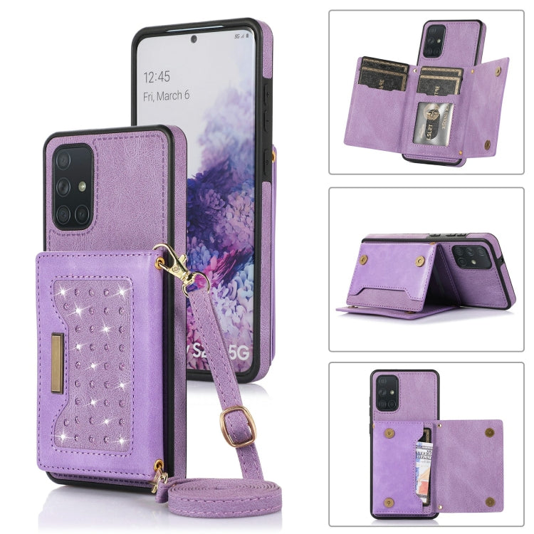 Three-fold RFID Leather Phone Case with Lanyard, For Samsung Galaxy A12, For Samsung Galaxy A13 4G/A13 5G, For Samsung Galaxy A51 4G, For Samsung Galaxy A53 5G, For Samsung Galaxy A52 5G/A52s 5G
