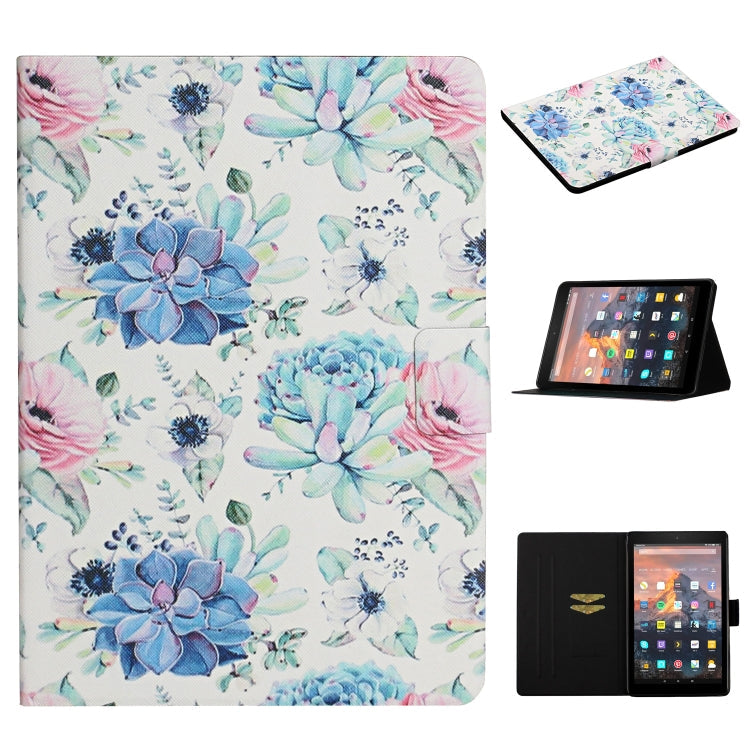 Flower Pattern Horizontal Flip Leather Case with Card Slots & Holder, For Samsung Galaxy Tab S6, For Amazon Kindle Fire 7 (2019), For Amazon Kindle Fire HD 8 (2020), For Amazon Kindle Fire HD 10