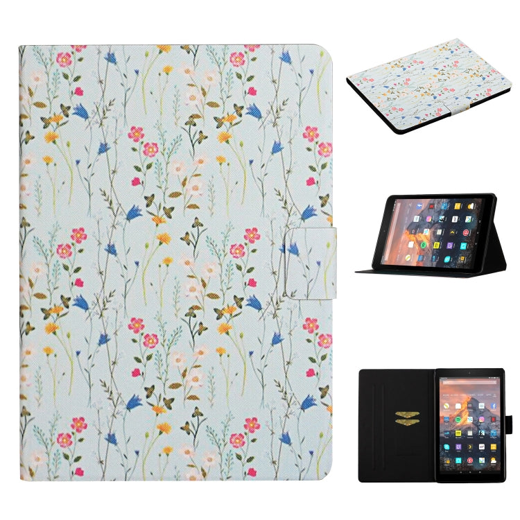 Flower Pattern Horizontal Flip Leather Case with Card Slots & Holder, For Samsung Galaxy Tab S6, For Amazon Kindle Fire 7 (2019), For Amazon Kindle Fire HD 8 (2020), For Amazon Kindle Fire HD 10