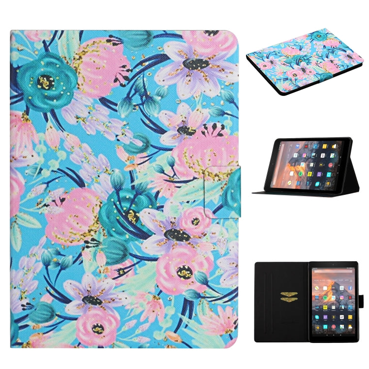 Flower Pattern Horizontal Flip Leather Case with Card Slots & Holder, For Samsung Galaxy Tab S6, For Amazon Kindle Fire 7 (2019), For Amazon Kindle Fire HD 8 (2020), For Amazon Kindle Fire HD 10